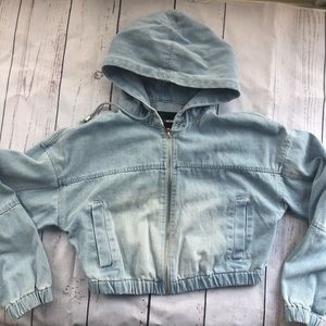 Fashion Nova Denim Hooded Jacket - Medium Wash